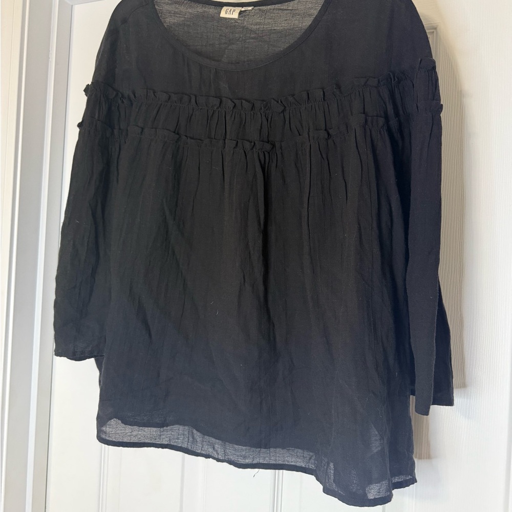 GAP Gauze Lightweight Black Blouse size Large